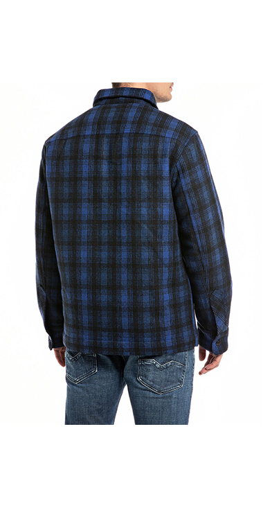 ブラッシュドウーレンチェックのシャツジャケット 詳細画像 ブルーブラック 2